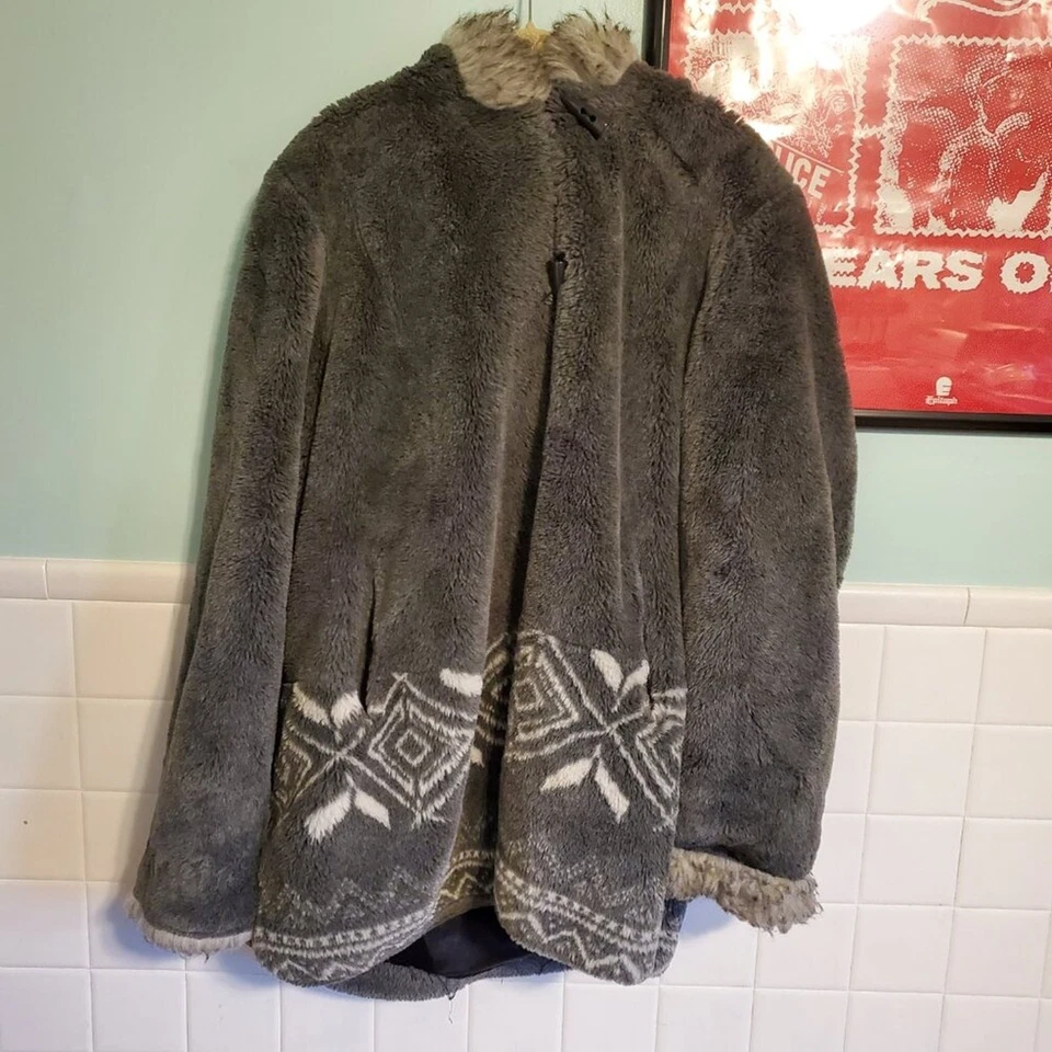 Hannah на Mar.lo серый искусственного меха женщин с капюшоном Куртка Пальто размер 2 X - Изображение 2 из 4