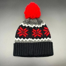 Hat Youth Boy S/M Multicolor Acrylic Beanie Cap Cuffed Pom Knitted Winter Warm