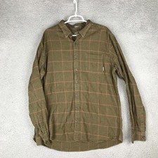 Eddie Bauer Shirt Mens XL Tall Green Brown Plaid Classic Fit Button Down Cotton