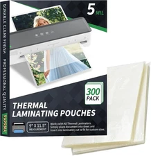 5 Mil Laminating Sheets 300 Packs, Thermal Pouches 5MIL, 300 Pack 