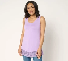 LOGO by Lori Goldstein Women's Top Sz XL Knit Tank with Purple A695744