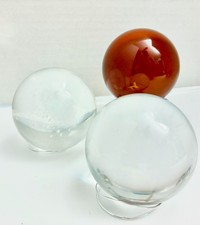 3 Glass Spheres Orbs Balls Paperweights approx 280g each