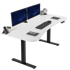 VIVO Electric 63 x 32 Stand Up Desk, White Table Top, Black Frame