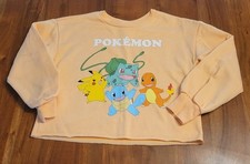 Pokemon Sweatshirt Kids Size M Girls Orange Long Sleeve Pullover Crewneck