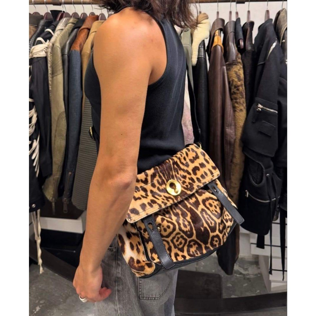 Yves saint Laurent Leopard Pony Hair Shoulder Bag 2000s Vintage Used Japan thumbnail 2