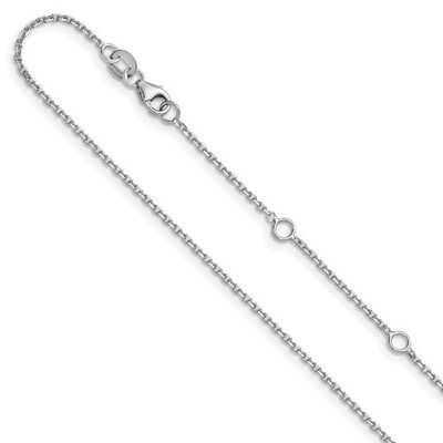 18K Weißgold 1,3 mm Solide Diamantschliff Kabel Kette Halskette 18'' mit 1+1 Zoll Ext.