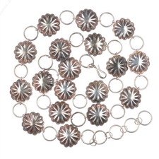 35" Vintage Navajo sterling silver hand stamped link concho belt