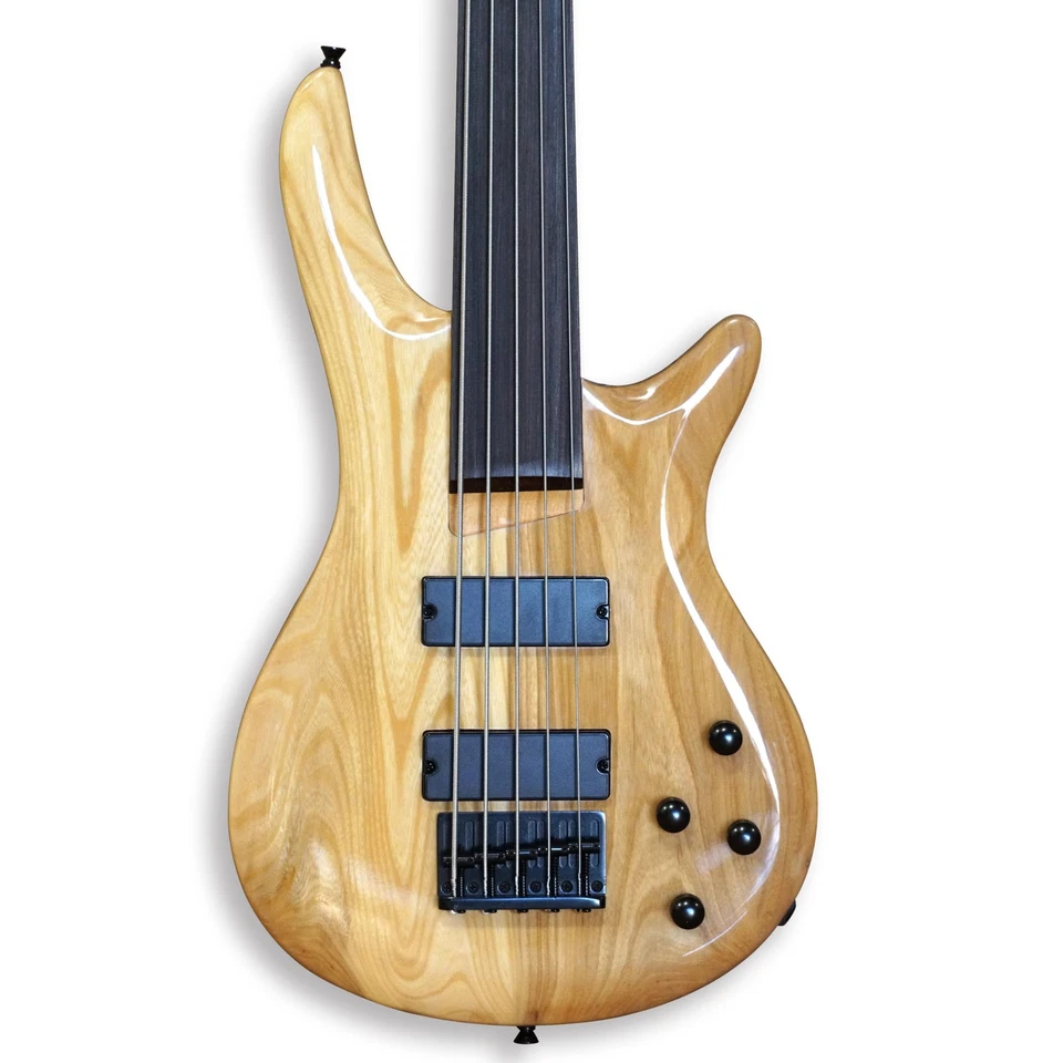 Bajo eléctrico de 5 cuerdas sin trastes_en mástil de arce, cuerpo de tilo Foto 2 de 4