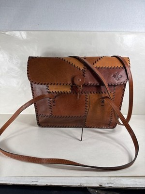 PATRICIA NASH Patchwork Collection Faito Satchel Bag Tan Shoulder Handbag Leathe