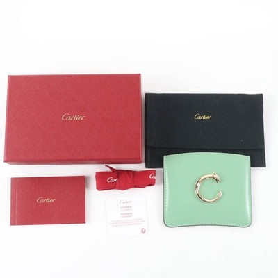 Pristine Cartier Card Case PANTHERE C card holder Grained calfskin