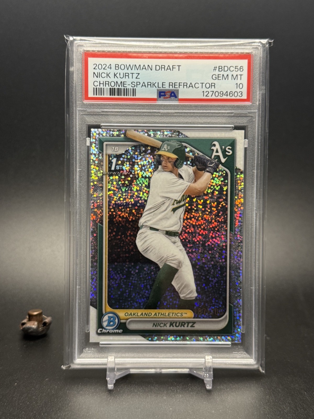 2024 Bowman Draft 1st Sparkle Refractor /200 #BDC-56 Nick Kurtz PSA 10