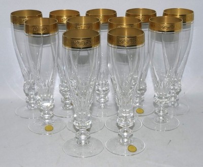 11er Satz Sekt Gläser Theresienthal ''Concord Mintonborde'' H. 18,5 cm, 170 ml
