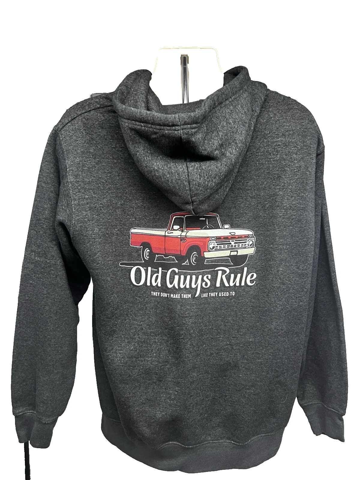Old Guys Rule Truck Gray Graphic Zip Up Hoodie Jacket Mens Large 50/50 Cotton