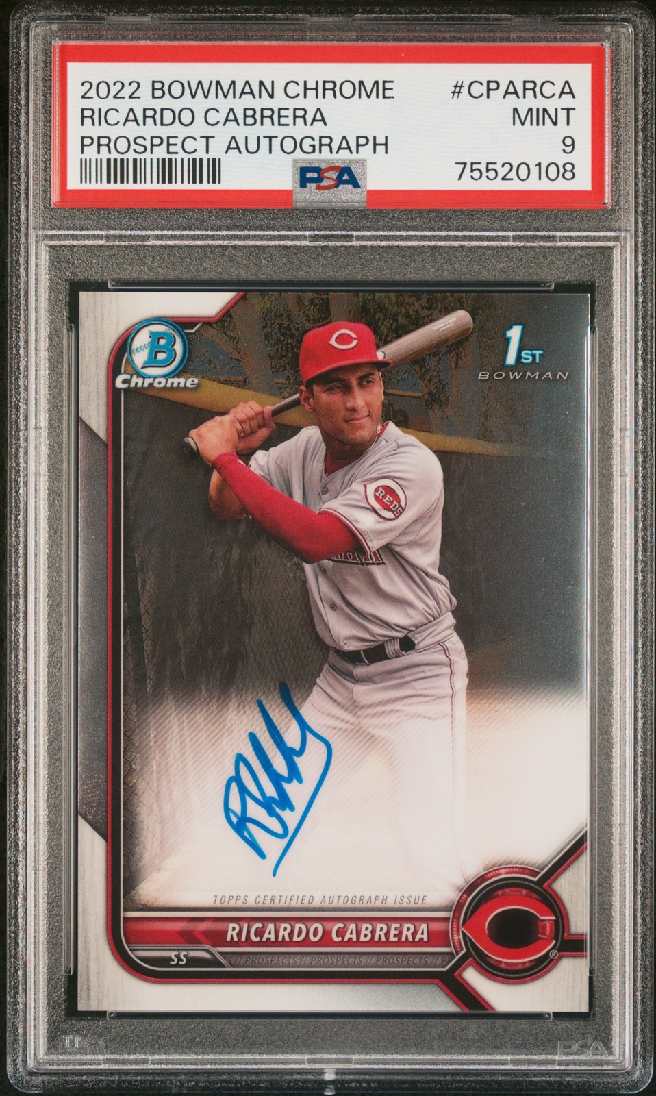 2022 BOWMAN CHROME PROSPECT AUTO #CPARCA RICARDO CABRERA PSA 9