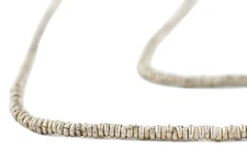 Silver Heishi Ethiopian Beads 4mm African White Metal Large Hole 28 Inch Strand