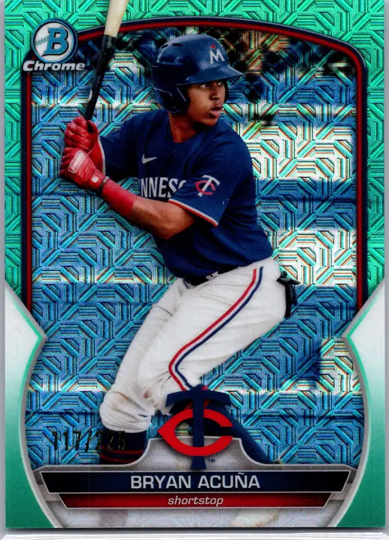 2023 Bowman Chrome Prospects Bryan Acuna Twins Aqua Mojo Refractor /225 #BCP-37