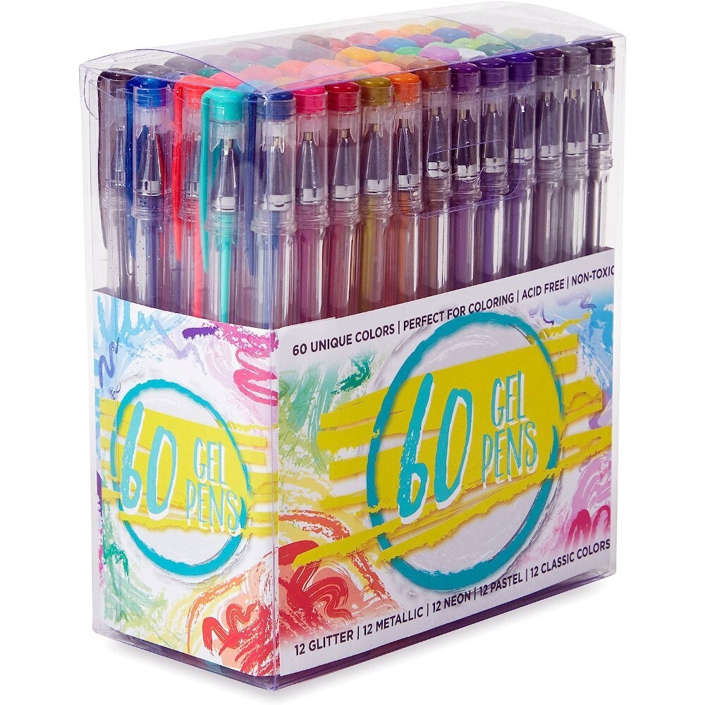 60 Colors Gel Glitter Pen Set Neon sInclude Marker 60 Matching Color