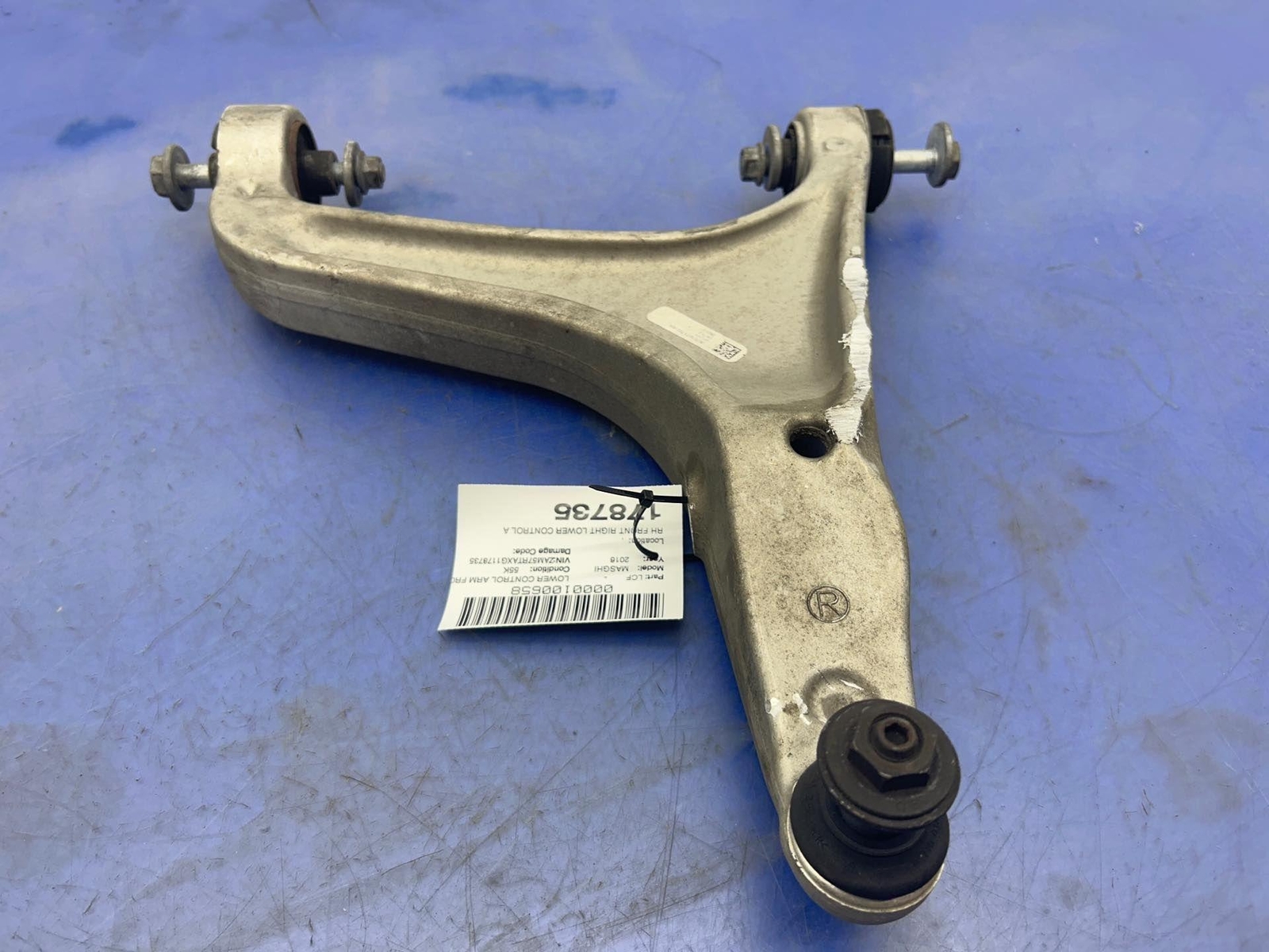 2014-2017 MASERATI GHIBLI M157 OEM FRONT RIGHT LOWER CONTROL ARM *SCRAPED* *55K*