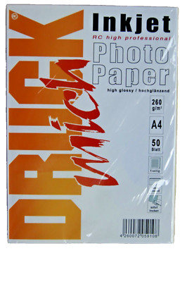 DRUCKmich RC-Fotopapier 50 Blatt DIN A4 260g/m² glossy/glänzend RESIN COATED