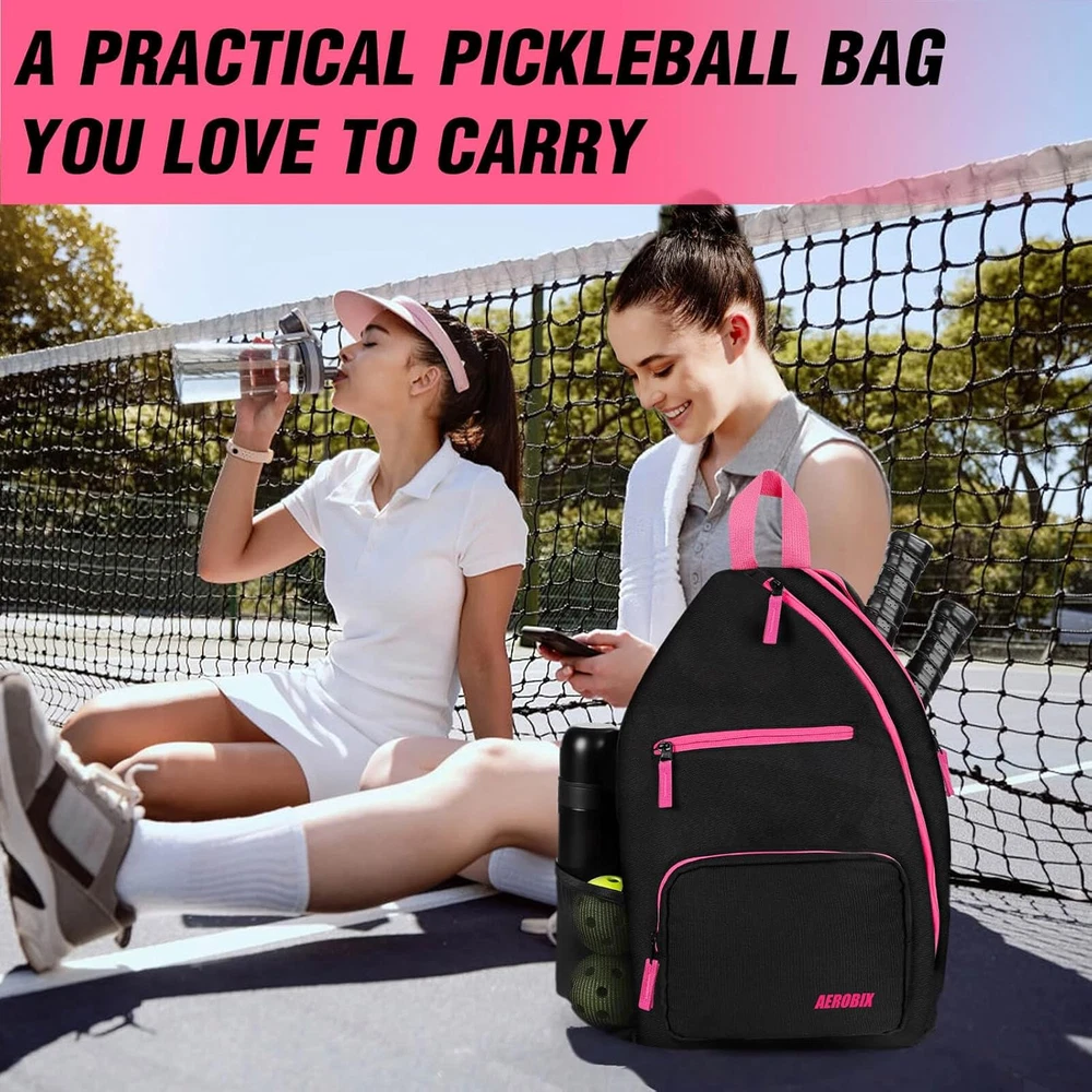 Pickleball Bag Backpack - Adjustable Sling, Large Capacity, Padded Pocket