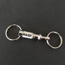 Vintage Keychain BASF Metal Key Fob Pull Apart Two Ring Music Tapes Advertising