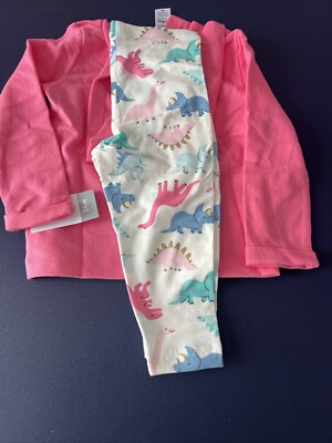 Carter s 2-Piece Glitter Best Sister Hoodie & Dinosaur Legging Set -Pink 12M