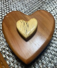 Vintage Handcrafted Heart-shaped Wooden Box by Bill Suto Florida 2000