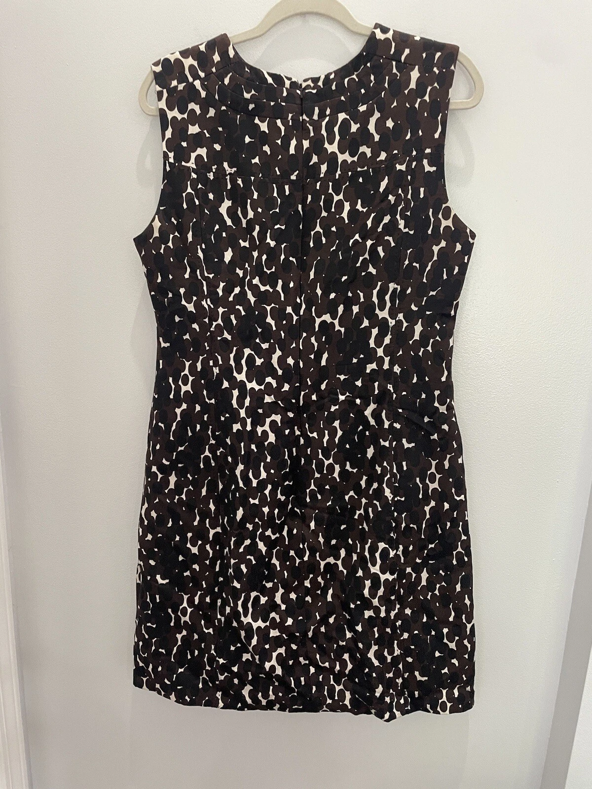 Abito senza maniche Tory Burch lana geometrica seta senza maniche guaina carriera ufficio lavoro taglia 12