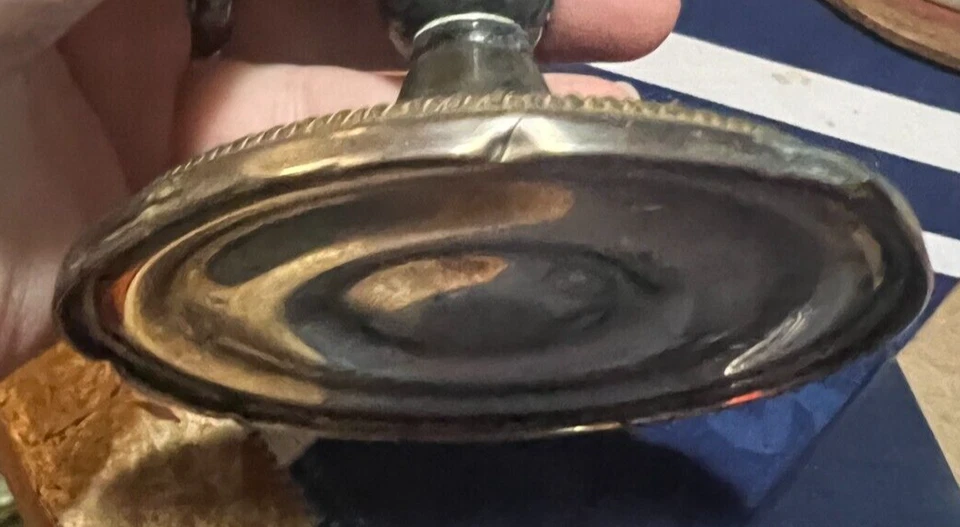 ROGERS---PLATA ESTERLINA----4 CANDELABRO 7/8" CON GLOBO DE VIDRIO GRABADO Foto 3 de 3