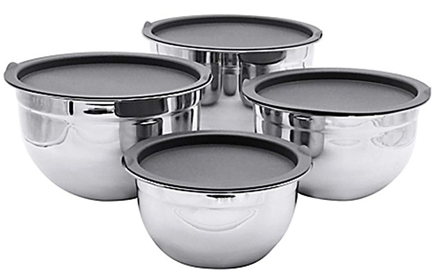 Stainless Steel German Bowl Set with Lids in 4 Different Sizes (1, 1.5, 3 and 5