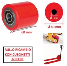 RUOTA RULLO CON CUSCINETTI Ø 80 x 60 mm FORO 20 mm ruote rulli per transpallet