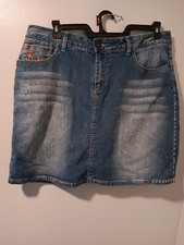 Vintage Y2K Zana Di Jeans Denim Skort Women's 18 Skirt Embroidered Star Rainbow
