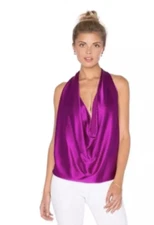 Ramy Brook M Harriet Halter Silk Deep Fuchsia Charmeuse Slvless Top Blouse Shirt