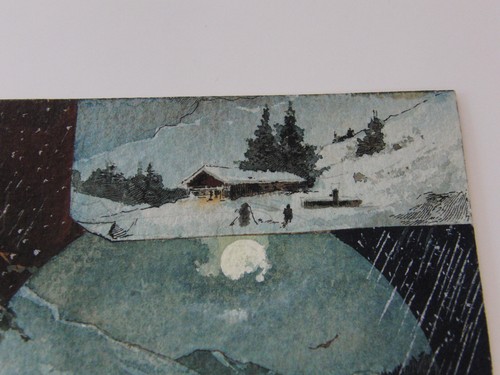 Aquarell Theodor Guggenberger München 1881 sig rechts Abendlicher Heimweg Winter - Bild 2 von 5