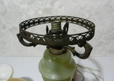 Antique ONYX By Prof. G.BESSI VOLTERRA Electric Oil Lamp Antique