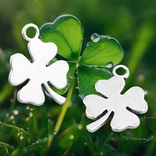 10 Four 4 Leaf Clovers Charms Saint Patricks Day Bead Jewelry Findings 18x12mm