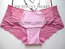 VICTORIA'S SECRET PINK No Show Hiphugger Panty VS Pink Leopard S M Lace Trim NWT