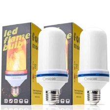 2 PCS E26 E27 LED Flame Effect Fire Bulb Flickering Light 4 Modes Gravity Sensor