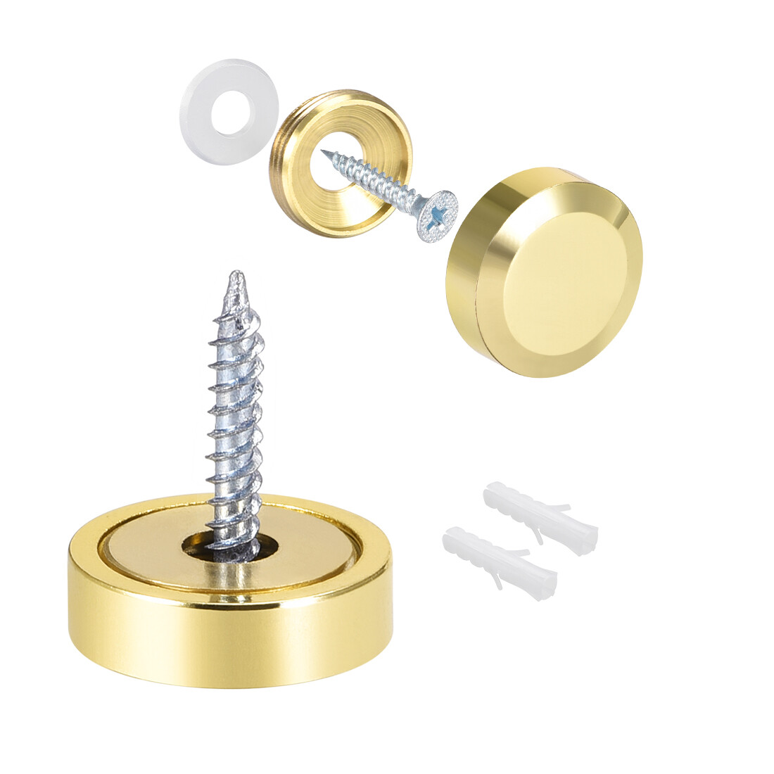Uxcell Mirror Screws Kit - 4pcs 16mm Black 304 Stainless Steel Decorative Cap Fasteners