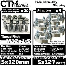 4x 1.25" Thick 5x120 to 5x5" 5x127 Wheel Spacer Adapter Bolt Fit BMW Models