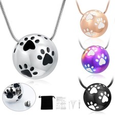 Pet Cremation Jewelry for Ashes Pendant Paw Print Pet Ball Urn Necklace Jewelry