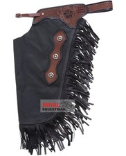 Custom Made Soft Quality Cow Leather Bull Trail Riding Western Chinks / Chaps