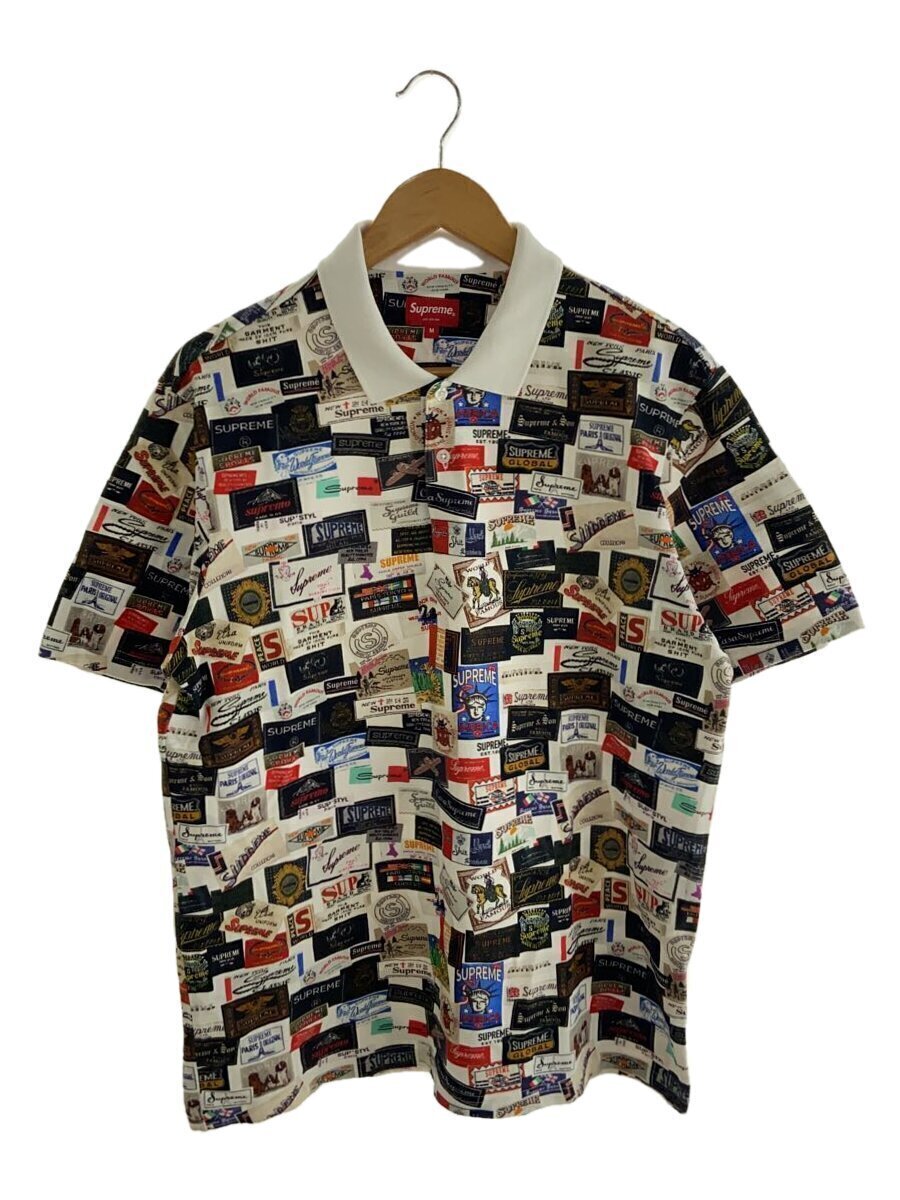 Supreme 21SS/Labels Polo/Polo shirt/M/Cotton/WHT/All-over pattern  