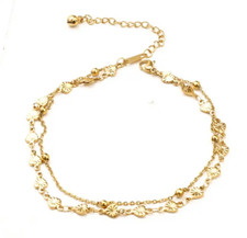 Double Wrap Heart-Ball Link | Gold Ankle Chain Anklet