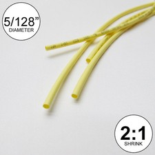 5/128" ID Yellow Heat Shrink Tube 2:1 ratio wrap 6x9"  4 ft inch/feet/to 1mm