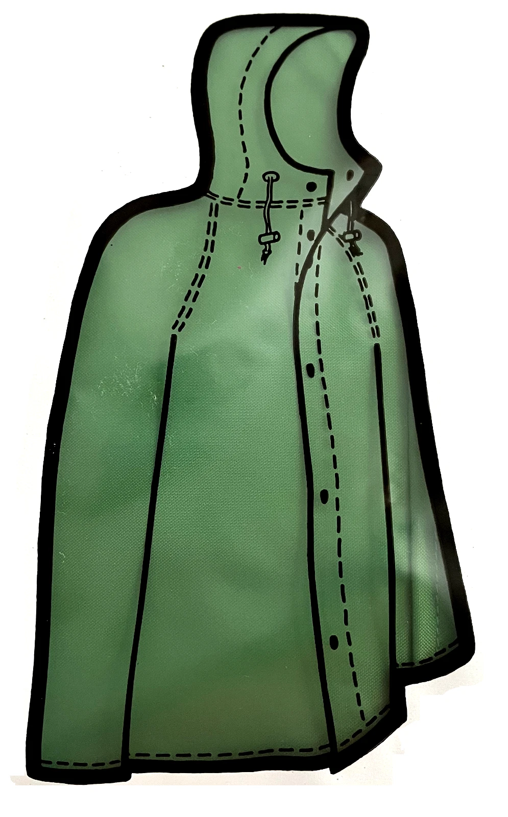 Ruf Duck Raincoat Unisex Waterproof Hooded Green Rain Coat size Medium