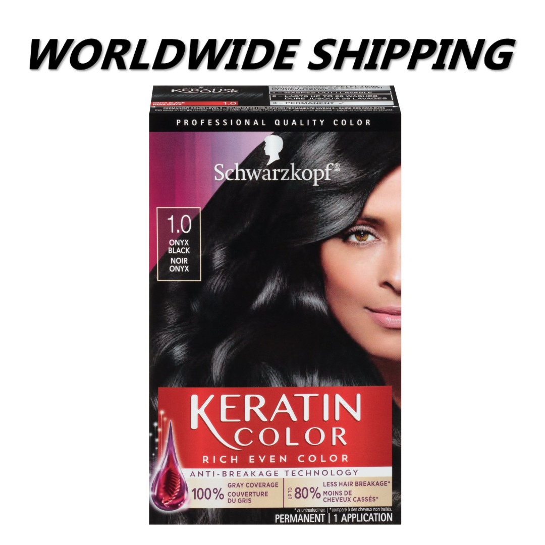 Schwarzkopf Keratin Color Permanent Hair color Cream 1.0 Black Onyx WORLD  SHIP | eBay