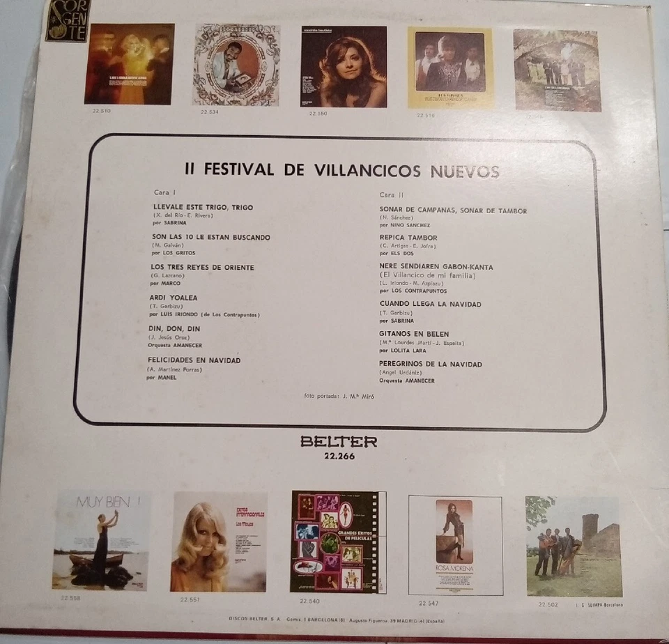 Festival Nacional De Villancicos Nuevos 12" Vinyl Very Good condition  - Image 2 of 3
