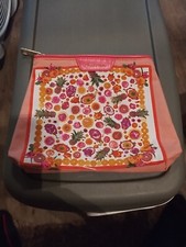Estee Lauder Cosmetic Makeup Bag Pink Floral Fruit 8x6.5x2" Flowers Colorful