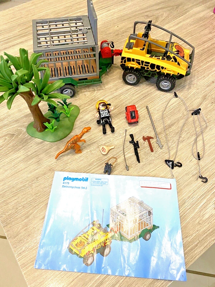 Playmobil 4175 3216 Véhicule Buggy Amphibie Dinosaure Deinonychus - Photo 1/4